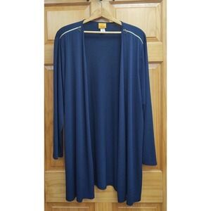 Ruby Rd. Woman Open Front Jacket Navy 3X Liquid Knit No Wrinkle
